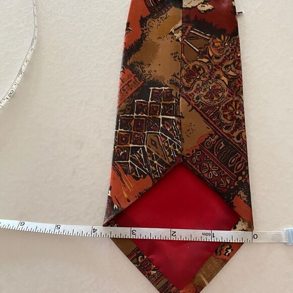 FRANCO Giannini 100% silk 4” wide necktie rust brown Italy - Picture 6 of 10